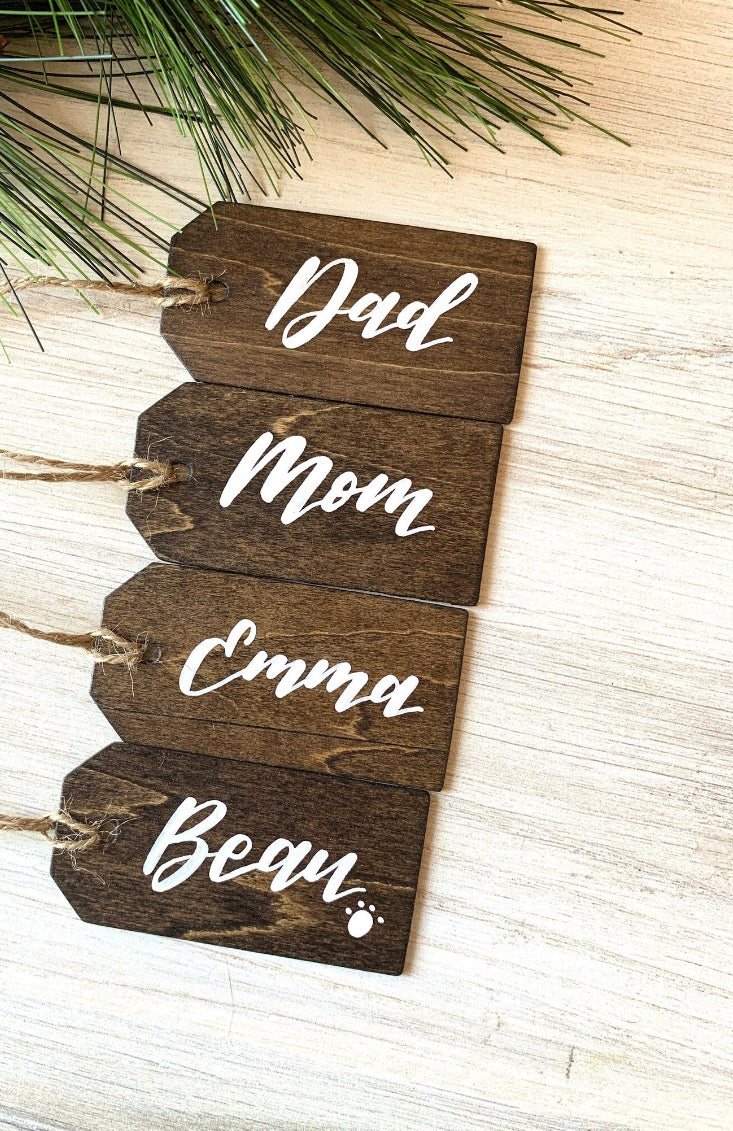 Wooden Stocking Tags (Set of 3) (Personalized)