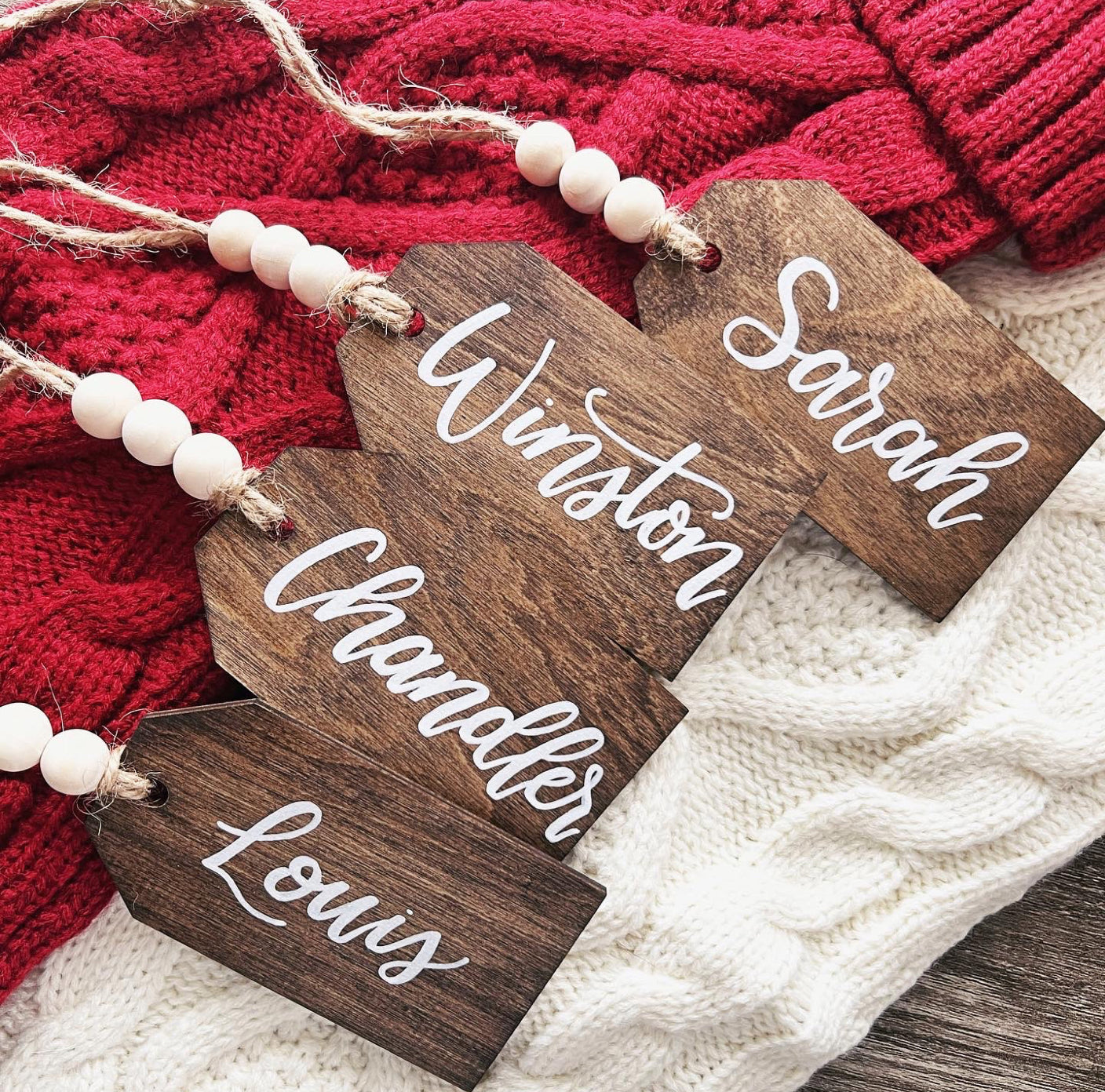 Wooden Stocking Tags (Set of 3) (Personalized)