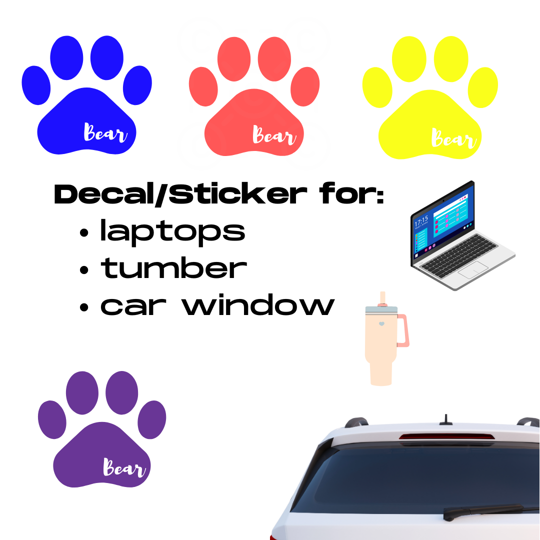 Paw Print Sticker- Personalized Decal